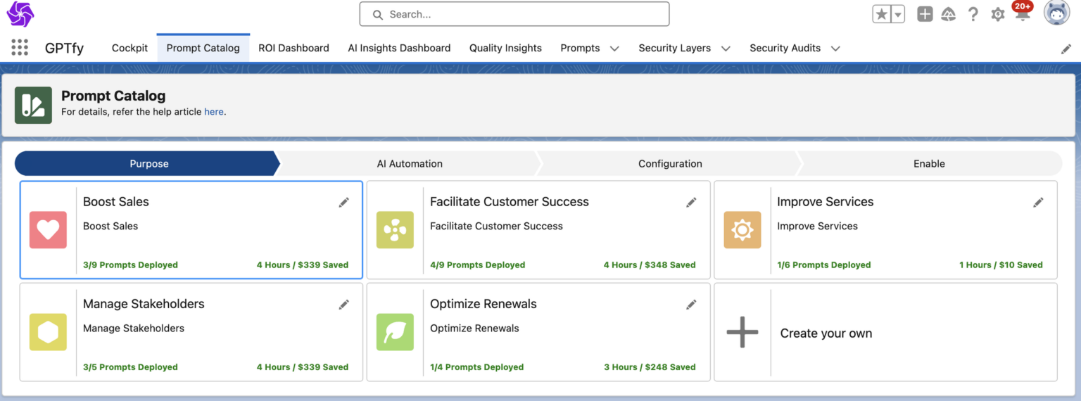 Prompt Catalog - Publish prompts to intended user-profiles and tie them