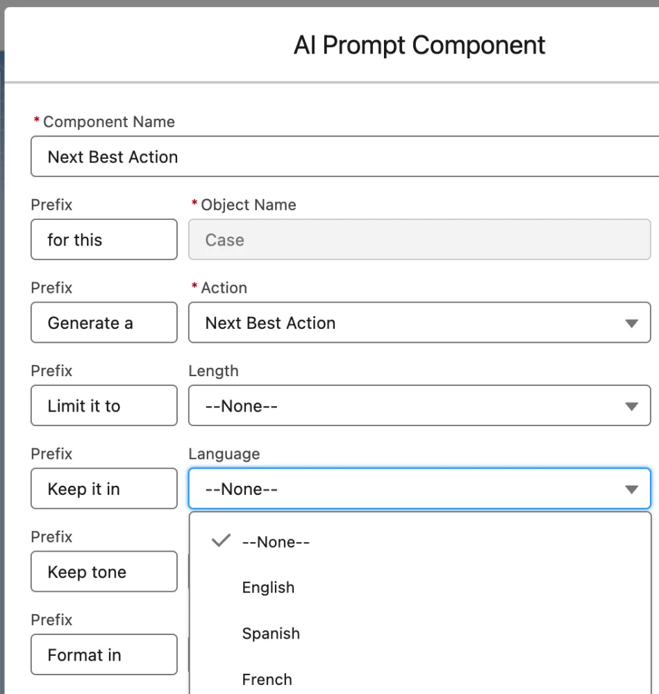 Create a Prompt: Tell AI specifically what it should do - GPTfy Salesforce AppExchange App: AI Prompt Components
