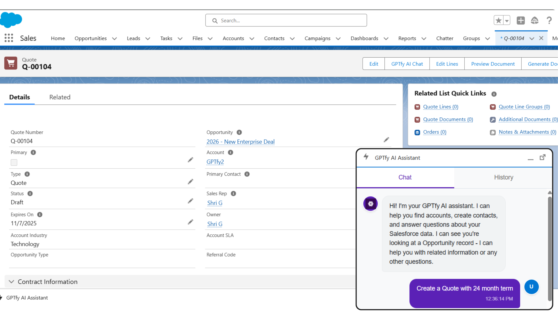 AI for Salesforce CPQ - Product Configuration