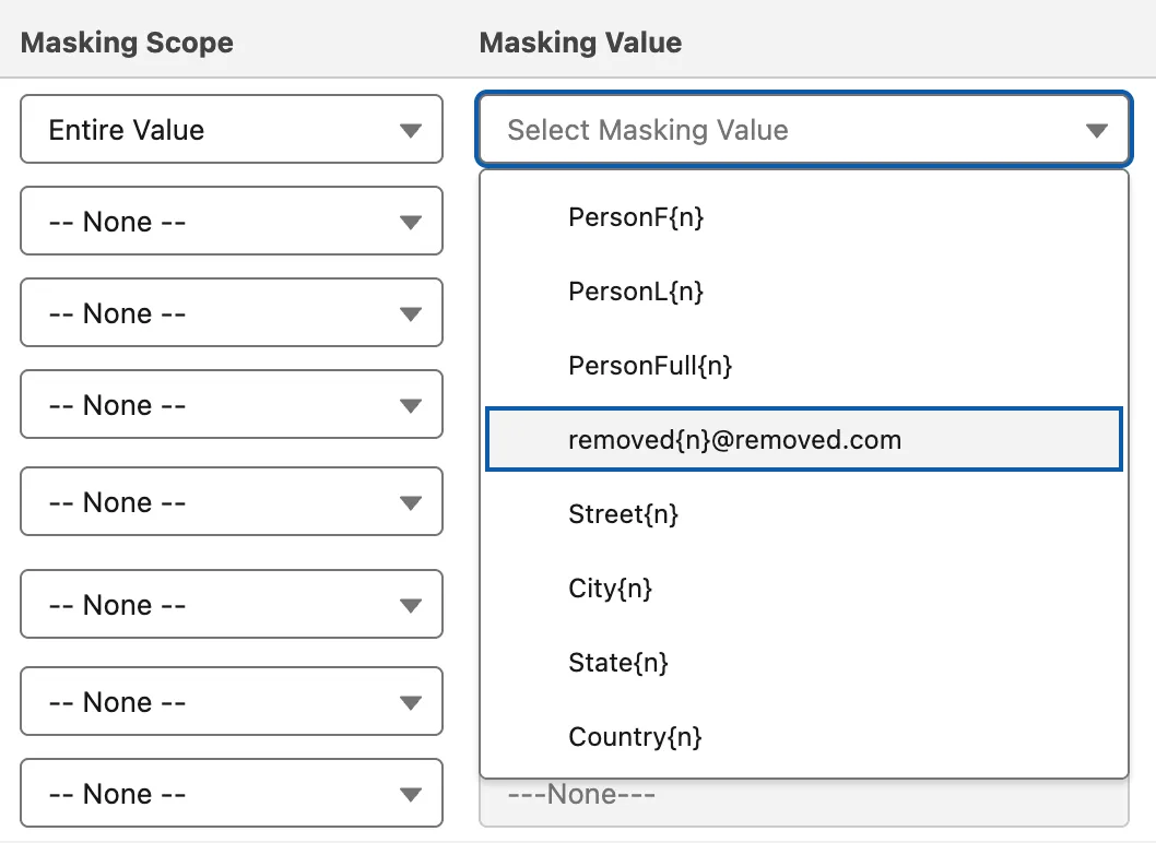 Security implementation showing PII protection